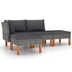vidaXL Salon de jardin 4 Pièces avec coussins Résine tressée Gris