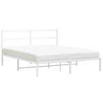 vidaXL Cadre de lit métal sans matelas et tête de lit blanc 160x200 cm