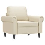 vidaXL Fauteuil avec repose-pied Crème 60 cm Similicuir