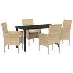 vidaXL Set de jardin 5 pièces en rotin beige
