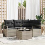 vidaXL Ensemble de canapé de jardin 5 Pièces Gris clair Poly rotin