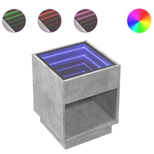 vidaXL Table basse avec LED infini gris béton 40x40x50 cm