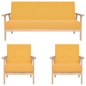 vidaXL Ensemble de canapés 3 Pièces Tissu Jaune