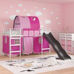 vidaXL Lit mezzanine pour enfants Blanc et rose 90 x 190 cm Métал