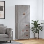vidaXL Buffet haut Sonoma gris 69 5x34x180 cm Bois d'ingénierie
