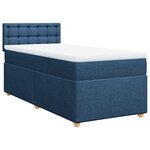 vidaXL Sommier à lattes de lit avec matelas Bleu 90x190 cm Tissu