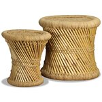vidaXL Tabourets lot de 2 Bambou et jute