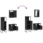 vidaXL Ensemble de meubles salle de bain 3 Pièces noir bois d'ingénierie