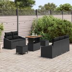 vidaXL Ensemble de canapé de jardin avec coussin 8 Pièces Noir