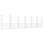 vidaXL Panier de gabion en forme de U avec 7 poteaux Fer 740x20x200 cm