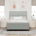 Lit à ressort vidaXL avec matelas gris clair 160x200 cm en velours