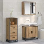 vidaXL Ensemble de mobilier de salle de bain 3 Pièces chêne artisanal