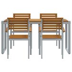 vidaXL Ensemble de salle à manger pour jardin 5 Pièces Gris et marron