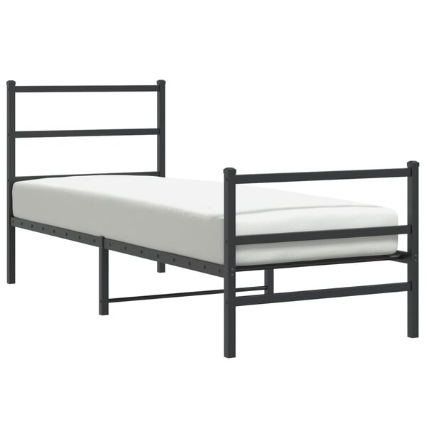 vidaXL Cadre de lit métal sans matelas avec pied de lit noir 80x200 cm