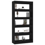vidaXL Bibliothèque/Séparateur de pièce Noir Bois d'ingénierie