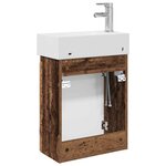 vidaXL Meuble de salle de bain avec robinet Bois ancien