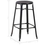 vidaXL Tabourets de bar lot de 2 noir acier