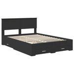 vidaXL Cadre de lit avec tiroir Noir 140 x 190 cm Bois d'ingénierie