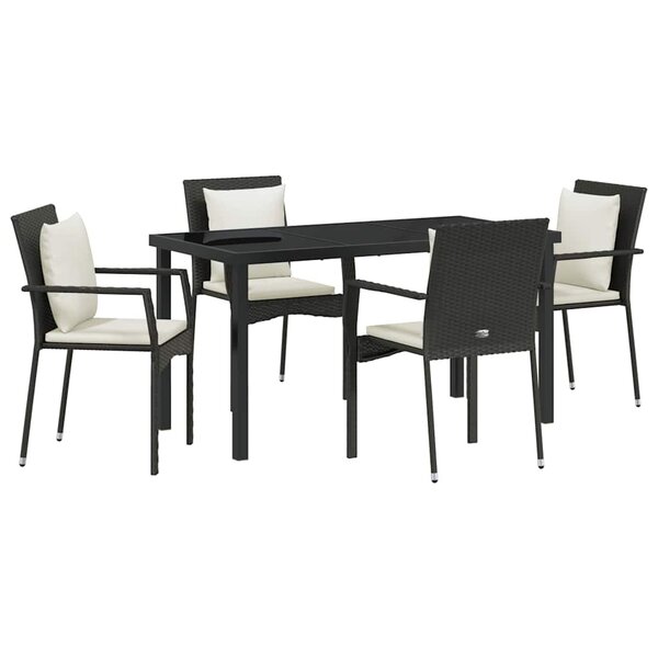 vidaXL Ensemble de salle à manger pour jardin 5 Pièces Noir Poly rotin