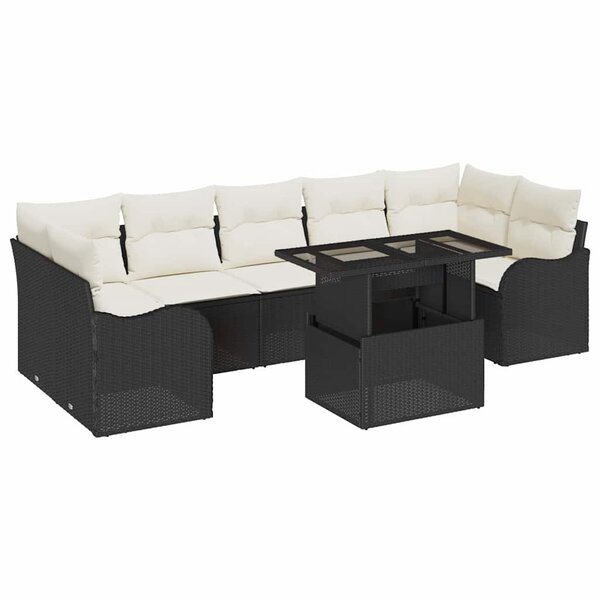 vidaXL Ensemble de canapé de jardin Manuel 8 Pièces Noir 100 x 55 x 73 cm