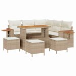 vidaXL Ensemble de canapé de jardin 9 Pièces Beige Poly rotin
