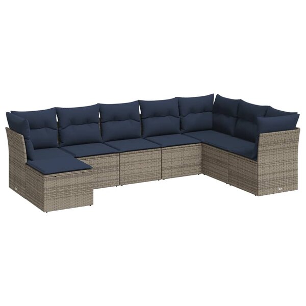 vidaXL Salon de jardin 8 Pièces avec coussins gris résine tressée