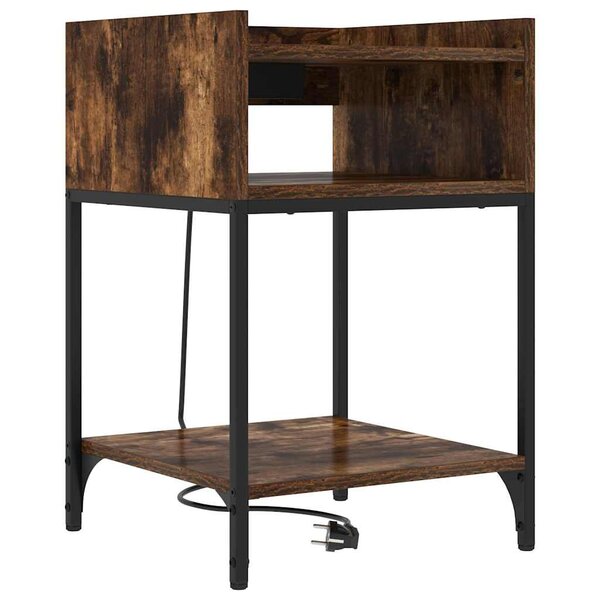vidaXL Cabinet de chevet Chêne fumé 40 x 40 x 61 cm Bois d'ingénierie