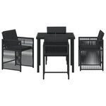 vidaXL Ensemble de 5 Pièces de Salle à Manger de Jardin avec Coussins en Noir et Rattan Poly