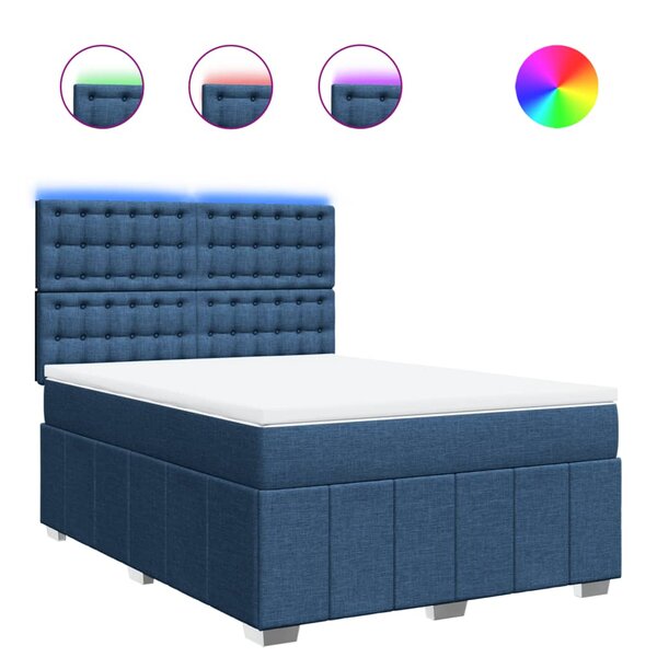 vidaXL Sommier à lattes de lit avec matelas Bleu 140x200 cm Tissu