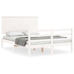vidaXL Cadre de lit avec tête de lit blanc 140x190 cm bois massif