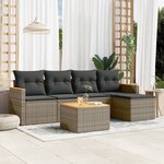 vidaXL Salon de jardin 6 Pièces avec coussins gris résine tressée