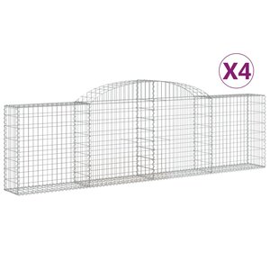 vidaXL Paniers à gabions arqués 4 Pièces 300x30x80/100 cm fer galvanisé