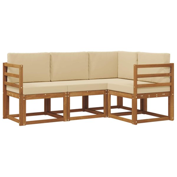 vidaXL Ensemble de canapés d'extérieur 4 pc Naturel et Beige