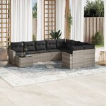 vidaXL Salon de jardin avec coussins 10 Pièces gris clair résine tressée