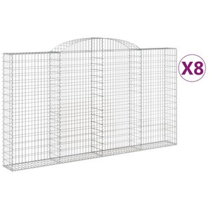 vidaXL Paniers à gabions arqués 8 Pièces 300x30x160/180 cm fer galvanisé