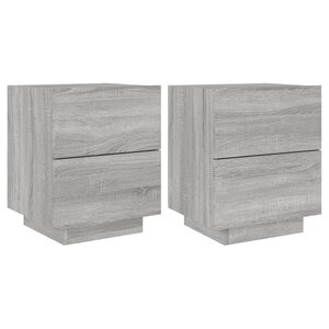 vidaXL Armoires de chevet et lumières LED 2 Pièces sonoma gris