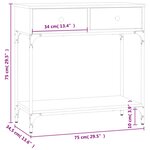 vidaXL Table console chêne marron 75x34 5x75 cm bois d'ingénierie
