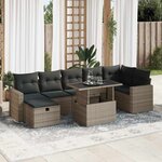 vidaXL Salon de jardin 8 Pièces avec coussins gris résine tressée