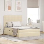 vidaXL Lit de rangement LED avec matelas Crème 140 x 190 cm Tissu