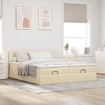 VidaXL Cadre de lit ottoman avec matelas crème 200x200cm tissu