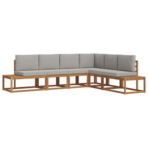 vidaXL 6 pc Ensemble de canapés d'extérieur Gris Naturel et Clair