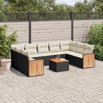vidaXL Salon de jardin 10 Pièces avec coussins noir résine tressée