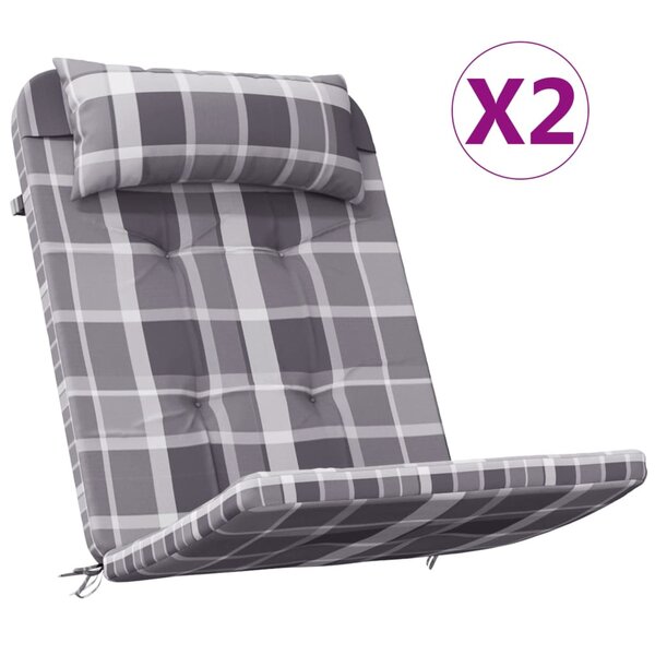 vidaXL Coussins de chaise adirondack lot de 2 carreaux gris