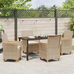 vidaXL Ensemble de Salle à Manger de Jardin de 5 pièces avec Coussins Beige en Rattani Poly