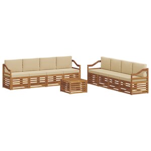 vidaXL Ensemble de canapés d'extérieur 9 pc Naturel et Beige