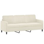 vidaXL Canapé 3 places avec oreillers décoratifs crème 180 cm velours