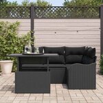 vidaXL Ensemble de canapé de jardin 5 Pièces Noir Poly Rattan