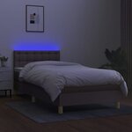 vidaXL Sommier à lattes de lit avec matelas LED Taupe 90x200 cm Tissu