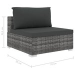 vidaXL Salon de jardin 4 Pièces avec coussins Résine tressée Gris