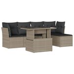 vidaXL Salon de jardin 6 Pièces avec coussins gris clair résine tressée